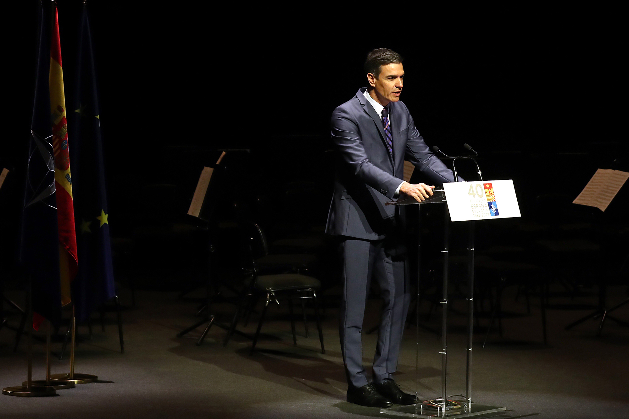 El presidente del Gobierno, Pedro Sánchez, durante su intervención