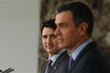 30/06/2022. Pedro Sánchez recibe al primer ministro de Canadá. El presidente del Gobierno, Pedro Sánchez, y el primer ministro de Canadá, Ju...