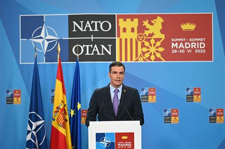 30/06/2022. Pedro Sánchez participa en la Cumbre de la OTAN (segunda jornada). El presidente del Gobierno, Pedro Sánchez, ha comparecido al ...