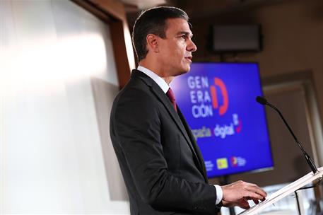 30/11/2022. Pedro S&#225;nchez inaugura el acto de presentaci&#243;n del Pacto por la Generaci&#243;n Digital. El presidente del Gobierno, Pedro S&#225;nchez, d...