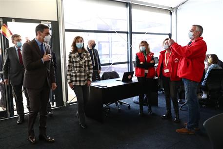 31/03/2022. Sánchez visita un centro de recepción, acogida y derivación de inmigrantes ucranianos. El presidente del Gobierno, Pedro Sánchez...