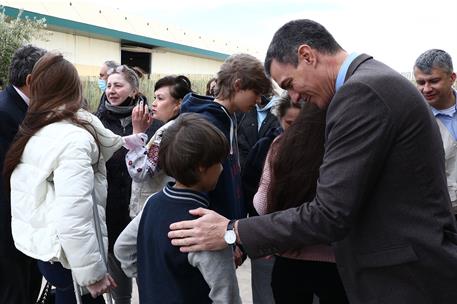 31/03/2022. Sánchez visita un centro de recepción, acogida y derivación de inmigrantes ucranianos. El presidente del Gobierno, Pedro Sánchez...