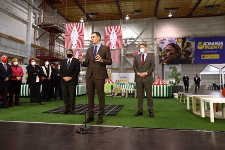 31/03/2022. Sánchez visita un centro de recepción, acogida y derivación de inmigrantes ucranianos. El presidente del Gobierno, Pedro Sánchez...