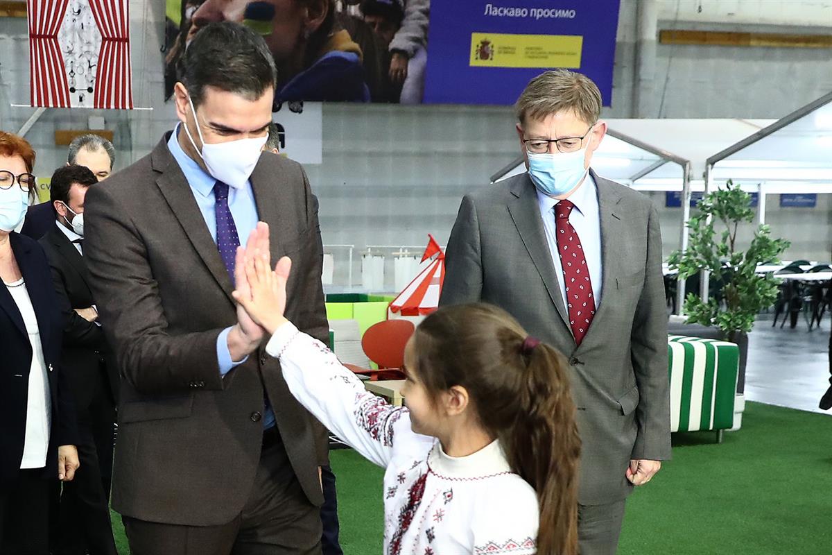 31/03/2022. Sánchez visita un centro de recepción, acogida y derivación de inmigrantes ucranianos. El presidente del Gobierno, Pedro Sánchez...