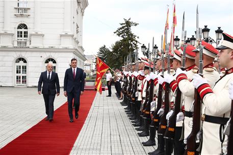 31/07/2022. Llegada de Pedro Sánchez a Macedonia del Norte. Llegada de Pedro Sánchez a Macedonia del Norte