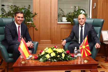 31/07/2022. Reunión de Pedro Sánchez con el presidente de Macedonia del Norte. Reunión de Pedro Sánchez con el presidente de Macedonia del Norte