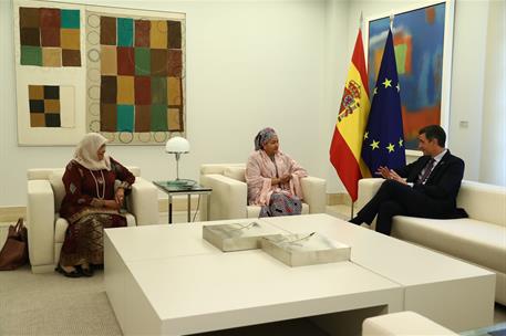 31/10/2022. Pedro Sánchez recibe a la vicesecretaria general de Naciones Unidas. Reunión entre el presidente del Gobierno, Pedro Sánchez, y ...