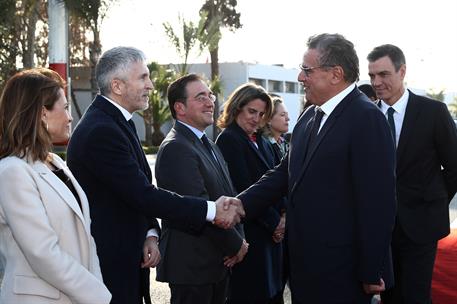 1/02/2023. Sánchez interviene en la clausura del Foro Empresarial España-Marruecos. El presidente del Gobierno, Pedro Sánchez, junto al jefe...