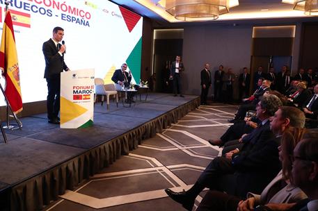 1/02/2023. Sánchez interviene en la clausura del Foro Empresarial España-Marruecos. El presidente del Gobierno, Pedro Sánchez, interviene en...