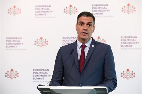 1/06/2023. Pedro S&#225;nchez participa en la II Cumbre de la Comunidad Pol&#237;tica Europea. El presidente del Gobierno, Pedro S&#225;nchez, durante la r...