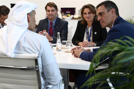 1/12/2023. Pedro S&#225;nchez asiste a la presentaci&#243;n del acuerdo CEPSA-Maersk. El presidente del Gobierno, Pedro S&#225;nchez, y la vicepresidenta t...