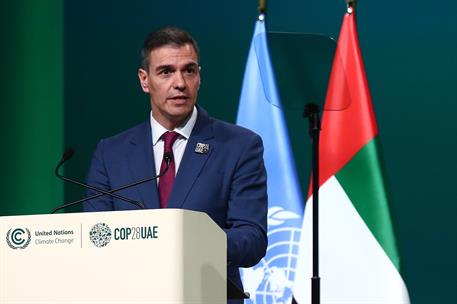 1/12/2023. Pedro S&#225;nchez participa en la Conferencia de las Naciones Unidas sobre Cambio Clim&#225;tico (COP28). El presidente del Gobierno, Pedr...