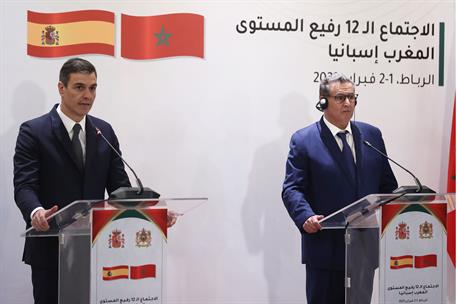 2/02/2023. Pedro S&#225;nchez participa en la XII Reuni&#243;n de Alto Nivel entre Espa&#241;a y Marruecos. El presidente del Gobierno, Pedro S&#225;nchez, y el...