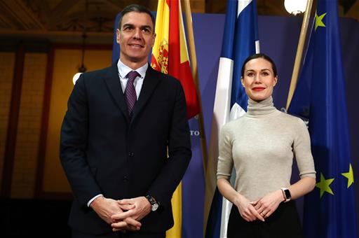 3/03/2023. Trip of the President of the Government of Spain to Finland. The President of the Government of Spain, Pedro Sánchez, is received...