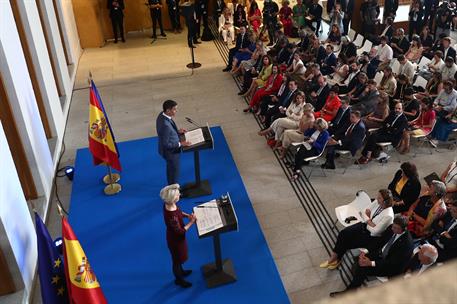 3/07/2023. Pedro S&#225;nchez preside la reuni&#243;n del Colegio de Comisarios de la Uni&#243;n Europea. Comparecencia conjunta del presidente del Gobiern...