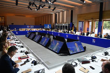 3/07/2023. Pedro Sánchez preside la reunión del Colegio de Comisarios de la Unión Europea. El jefe del Ejecutivo español, Pedro Sánchez, pre...