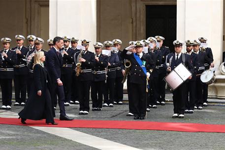 5/04/2023. Viaje del presidente del Gobierno a Italia. La primera ministra italiana, Giorgia Meloni, recibe a Pedro Sánchez en el marco de l...