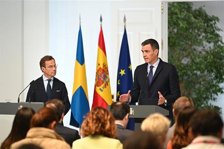 5/06/2023. El presidente recibe al primer ministro de Suecia. El presidente del Gobierno, Pedro Sánchez, y el primer ministro de Suecia, Ulf...