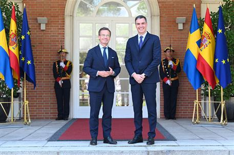 5/06/2023. El presidente recibe al primer ministro de Suecia. El presidente del Gobierno, Pedro Sánchez, junto al primer ministro de Suecia,...