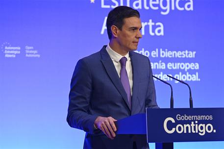 6/02/2023. Pedro S&#225;nchez interviene en el acto &#39;Autonom&#237;a estrat&#233;gica abierta: Hacia un nuevo pilar del bienestar europeo. El presidente del...