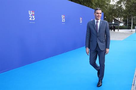 6/10/2023. Pedro Sánchez participa en la Reunión Informal del Consejo Europeo. El presidente del Gobierno en funciones, Pedro Sánchez, a su ...