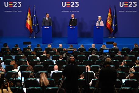 6/10/2023. Pedro S&#225;nchez participa en la Reuni&#243;n Informal del Consejo Europeo. El presidente del Gobierno en funciones, Pedro S&#225;nchez, compa...