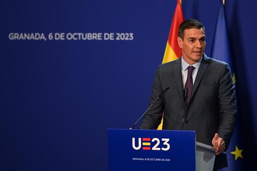 6/10/2023. Pedro Sánchez attends the Informal Meeting of the European Council. The acting President of the Government of Spain, Pedro Sánche...