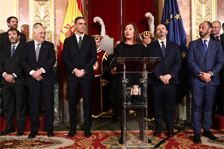 6/12/2023. Pedro Sánchez junto a Francina Armengol durante el discurso de la presidenta del Congreso en el acto del 45º aniversario de la Constitución