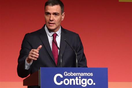 8/02/2023. Pedro S&#225;nchez clausura el acto &#39;Emprendiendo el futuro que queremos&#39;. El presidente del Gobierno, Pedro S&#225;nchez, durante su inter...