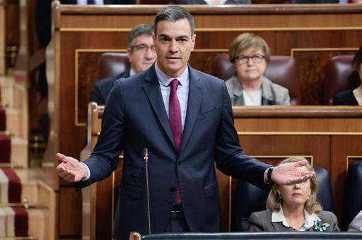 8/02/2023. Pedro Sánchez attends the control session in Lower House of Parliament. The President of the Government of Spain, Pedro Sánchez, ...
