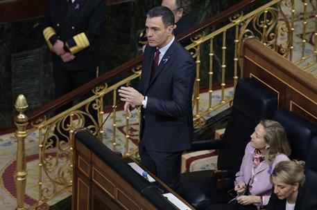 8/03/2023. Pedro Sánchez asiste a la sesión de control en el Congreso. El presidente del Gobierno, Pedro Sánchez, durante la sesión del cont...