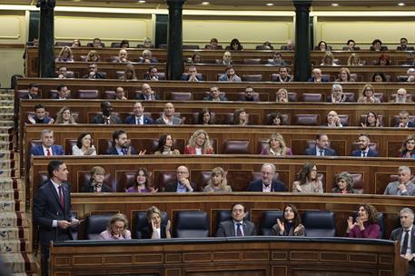 8/03/2023. Pedro Sánchez asiste a la sesión de control en el Congreso. El presidente del Gobierno, Pedro Sánchez, interviene en la sesión de...