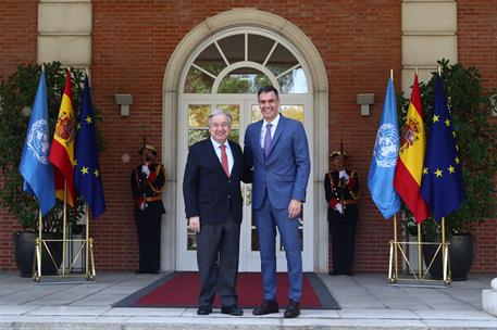 8/05/2023. Pedro Sánchez recibe al secretario general de Naciones Unidas, António Guterres. El presidente del Gobierno, Pedro Sánchez, recib...