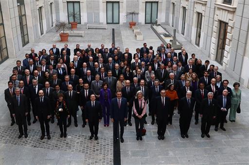 9/01/2023. Pedro Sánchez inaugurates the 7th Ambassadors' Conference. Family photo of the 7th Ambassadors' Conference, which is held on Janu...