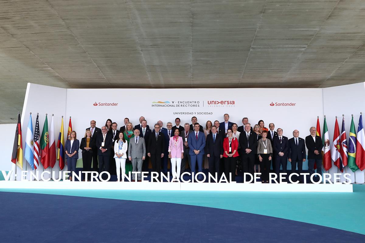 9/05/2023. Pedro Sánchez interviene en la inauguración del V Encuentro Internacional de Rectores Universia. El presidente del Gobierno, Pedr...