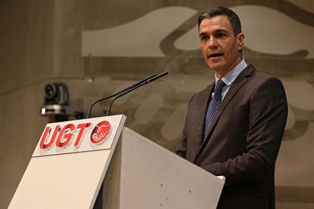 11/01/2023. Sánchez participa en la inauguración de las jornadas confederales de acción sindical de UGT. El presidente del Gobierno, Pedro S...