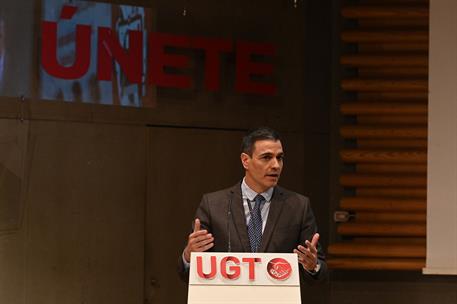 11/01/2023. Sánchez participa en la inauguración de las jornadas confederales de negociación colectiva de UGT. El presidente del Gobierno, P...