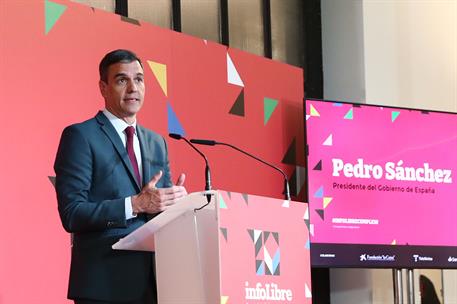 11/04/2023. Pedro S&#225;nchez interviene en el acto del X aniversario del diario digital &#39;InfoLibre&#39;. El presidente del Gobierno, Pedro S&#225;nchez,...