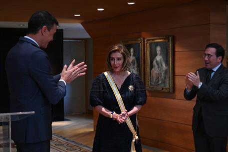 11/05/2023. Pedro Sánchez asiste a la entrega de la Gran Cruz de la Orden de Isabel la Católica a Nancy Pelosi. El presidente del Gobierno, ...