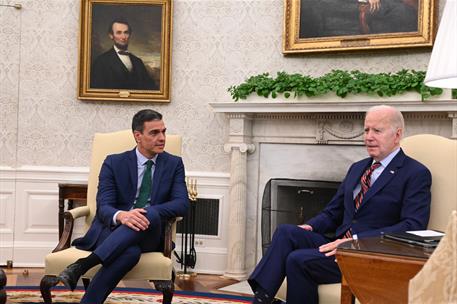 12/05/2023. Pedro Sánchez visita los Estados Unidos. El presidente del Gobierno, Pedro Sánchez, y el presidente de Estados Unidos, Joe Biden...