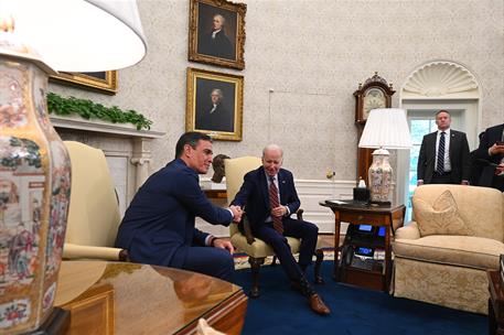 12/05/2023. Pedro Sánchez se reúne con el presidente de los Estados Unidos. El presidente del Gobierno, Pedro Sánchez, y el presidente de lo...