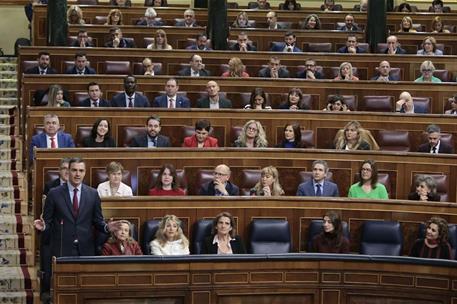 15/02/2023. Pedro Sánchez asiste a la sesión de control en el Congreso. El presidente del Gobierno, Pedro Sánchez, interviene en la sesión d...