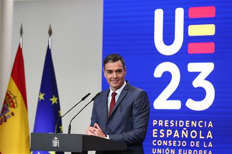 15/06/2023. Pedro Sánchez presenta las prioridades de la Presidencia española de la Unión Europea. El presidente del Gobierno, Pedro Sánchez...