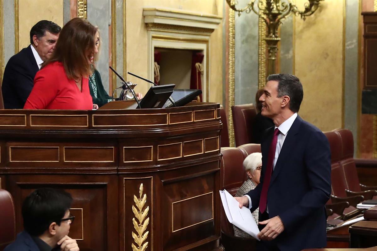 Pedro Sánchez, al inicio de su discurso de investidura ante el Pleno del Congreso de los Diputados