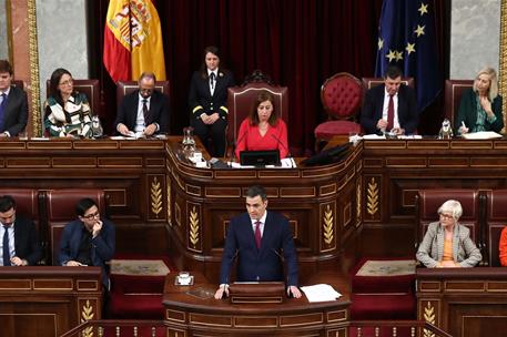 15/11/2023. Pedro Sánchez afronta la primera sesión del debate de investidura como candidato a la Presidencia del Gobierno. El presidente de...
