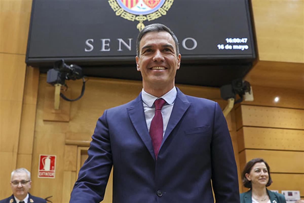 El presidente del Gobierno, Pedro Sánchez, durante la sesión de control al Gobierno en el Senado
