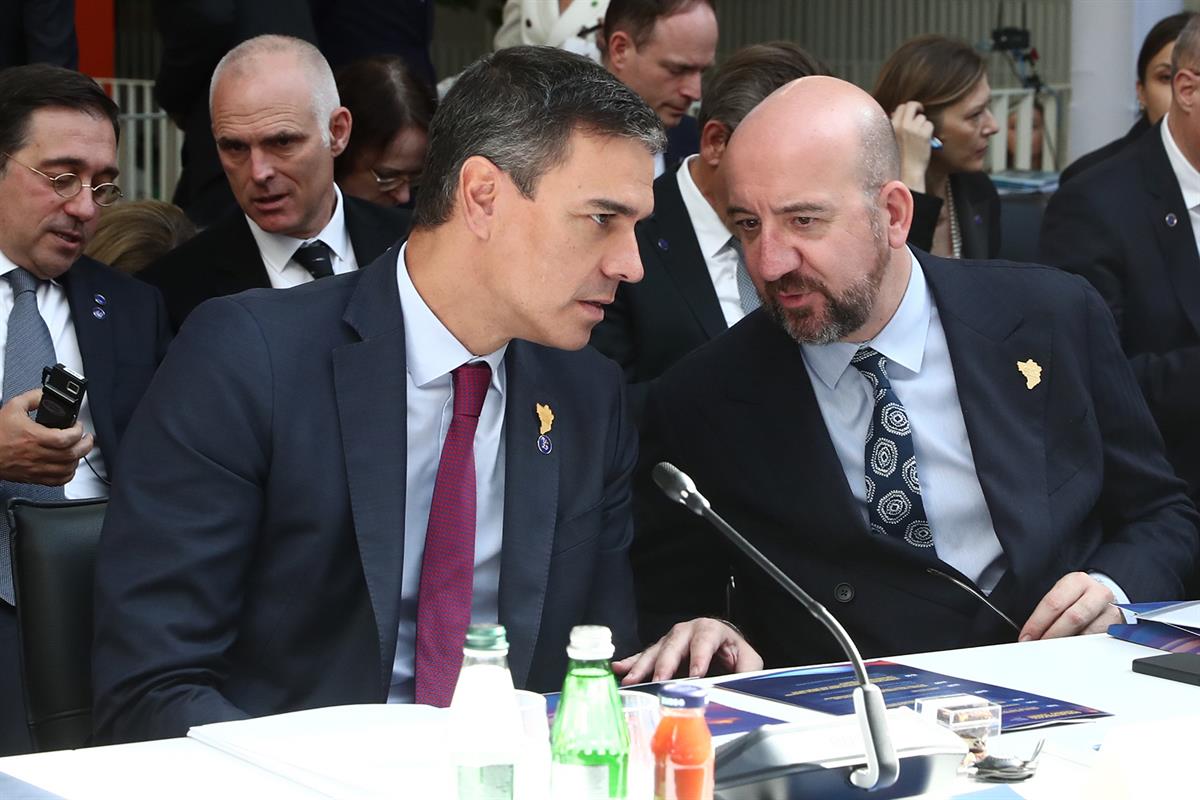16/10/2023. Pedro Sánchez participa en la Cumbre de líderes del Proceso de Berlín. El presidente del Gobierno en funciones, Pedro Sánchez, c...