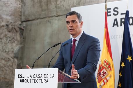 18/12/2023. Pedro S&#225;nchez inaugura la Casa de la Arquitectura. El presidente del Gobierno, Pedro S&#225;nchez, durante su intervenci&#243;n en el acto...