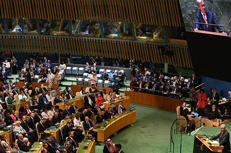 19/09/2023. Pedro Sánchez asiste a la Asamblea General de Naciones Unidas. El presidente del Gobierno en funciones, Pedro Sánchez, junto a l...