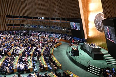 19/09/2023. Pedro S&#225;nchez asiste a la Asamblea General de Naciones Unidas. El presidente del Gobierno en funciones, Pedro S&#225;nchez, junto a l...